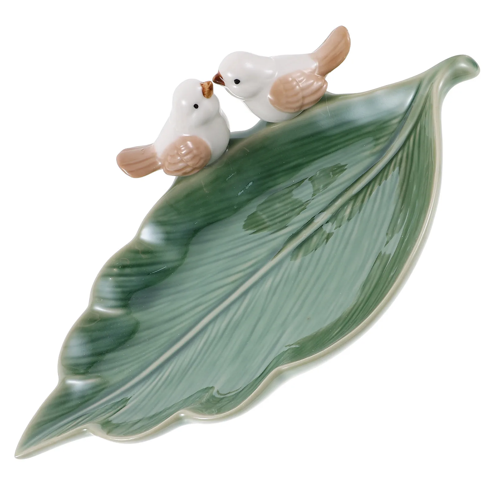 

Stylish Bird on Leaf Ceramic Jewelry Dish Smooth Surface for Easy Cleaning and Comfortable Touch Ring Dish Leaf Ring Holder