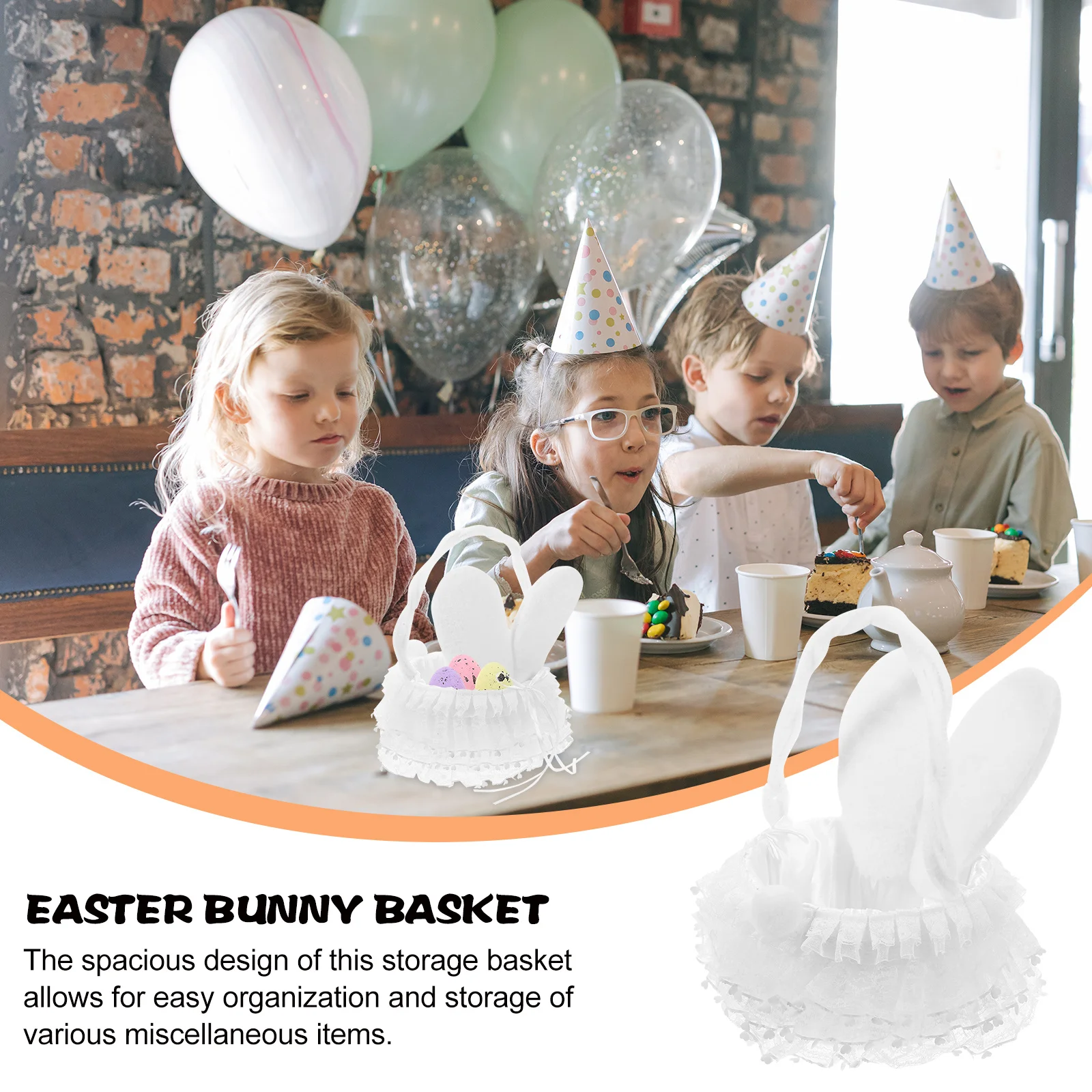 

Rabbit Ear Basket with Handle Easter Flower Girl Basket Spacious Lightweight Storage for Outdoor Indoor Use Festive Celebration