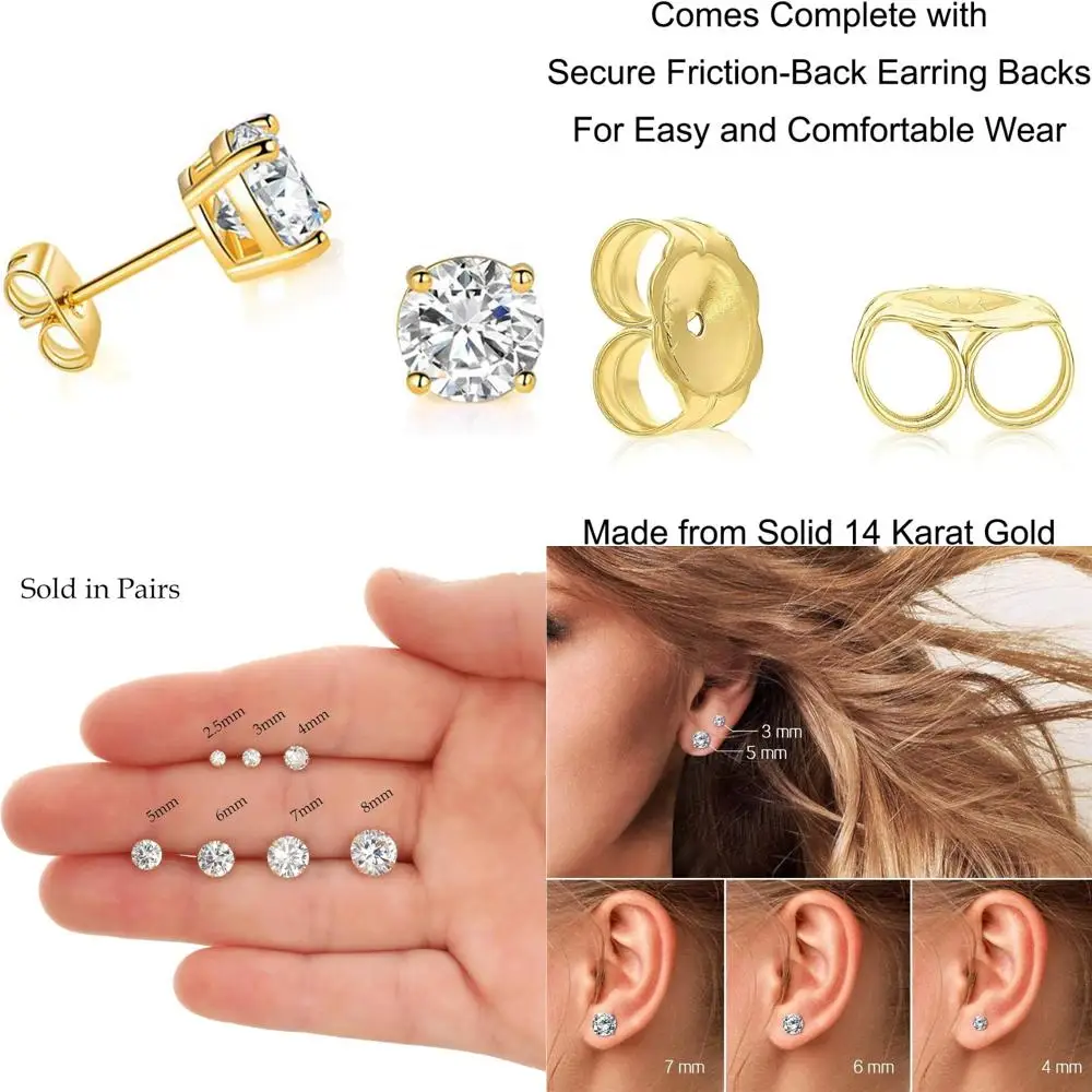 

Круглые серьги-гвоздики-пасьянсы из желтого золота 14 карат с кубическим цирконием и золотыми бабочками для элегантности