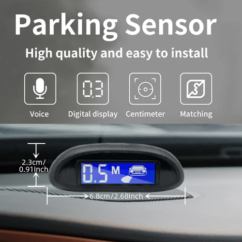 Imagen 2 del producto Sensor de estacionamiento Sinovcle para coche con Monitor LED inverso Parktronic automático, sistema de detección de Radar de 4 sensores, pantalla de retroiluminación
