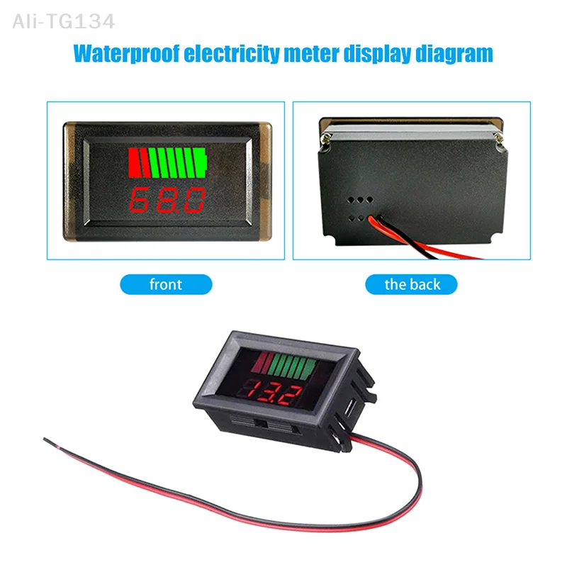 

Водонепроницаемый цифровой ЖК-вольтметр-индикатор емкости аккумулятора для электромобилей, тестер напряжения для свинцово-кислотных аккумуляторов 12В, 24В, 60В, 72В, для мотоциклов