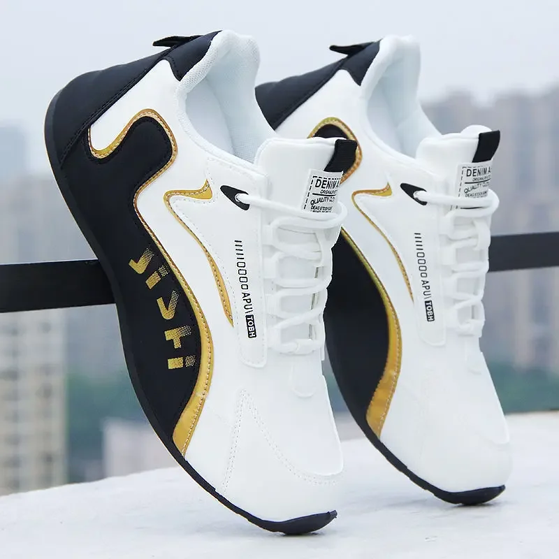 Men's PU Leather Waterproof Sneakers Casual Sports Shoes Man Lightweight Breathable Flat Non-slip Tenis Shoes