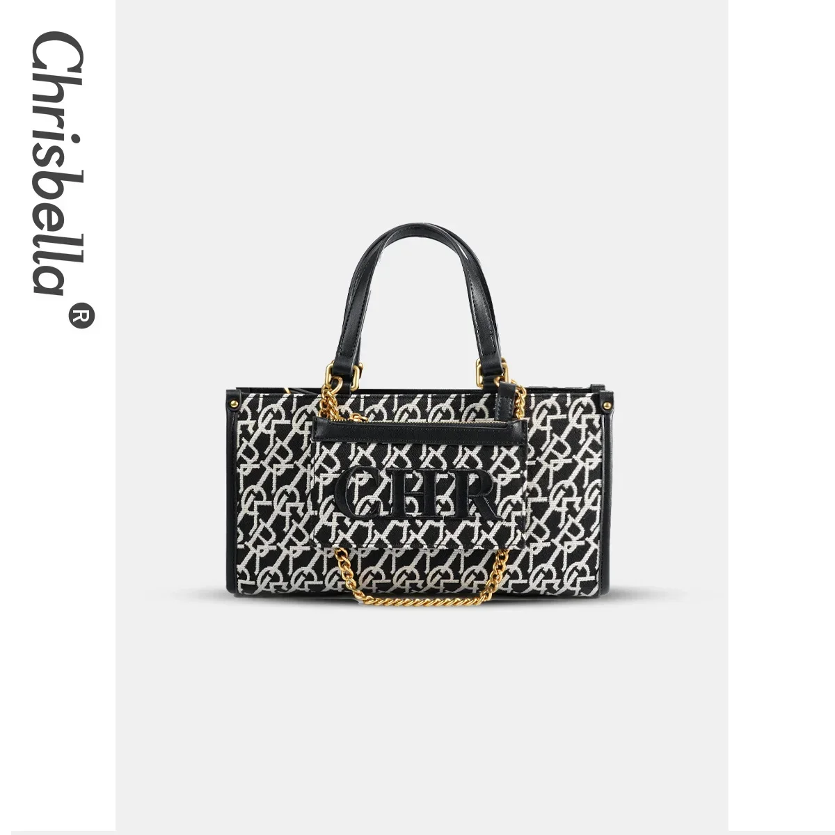 

Ручная пригородная сумка через плечо Chrisbella с двойным плечом и жаккардовой вышивкой