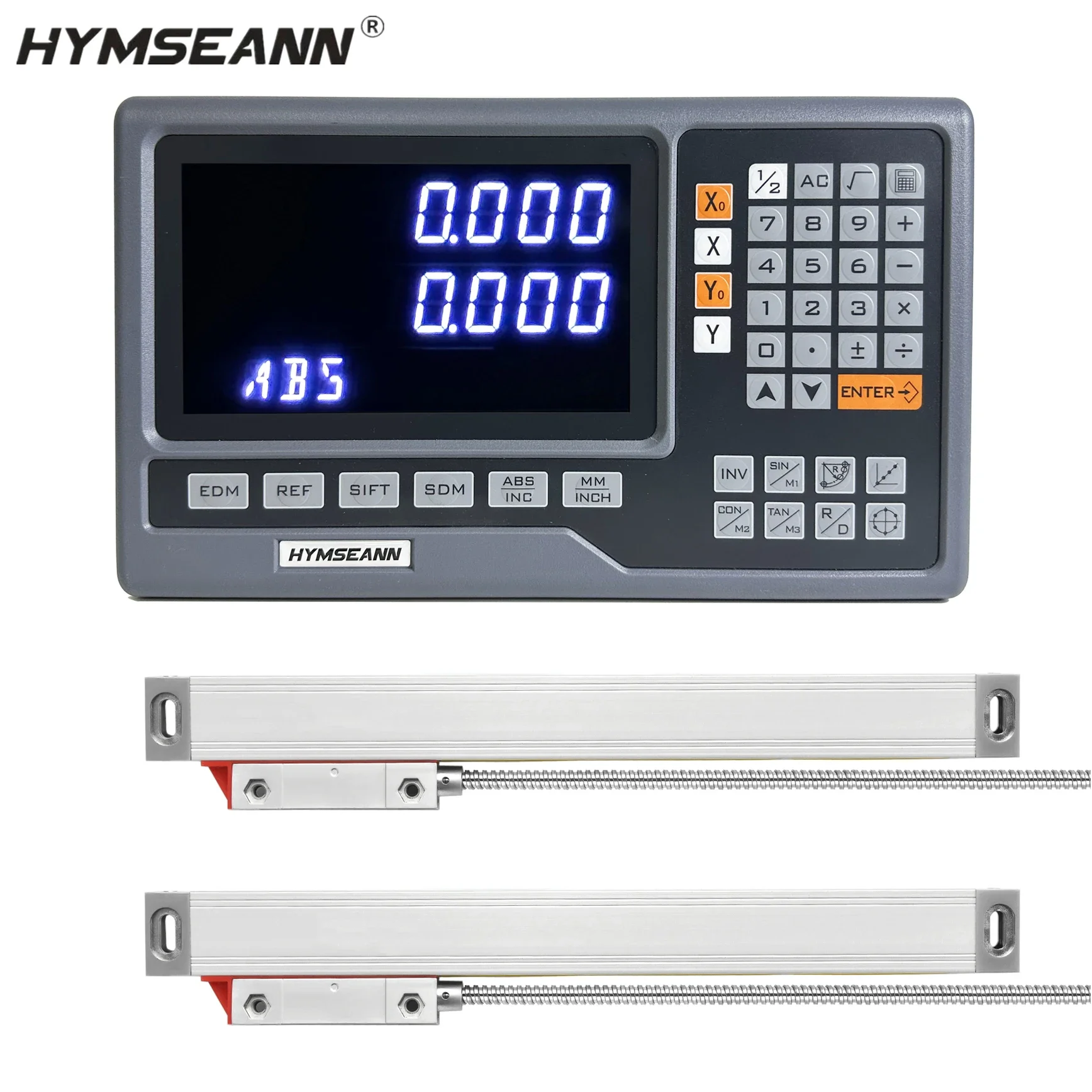 HS800-2P Milling Lathe 2 Axis Big Display DRO Digital Readout Kit with 2 Pieces High Precision 5um Optical Encoder Linear Scale