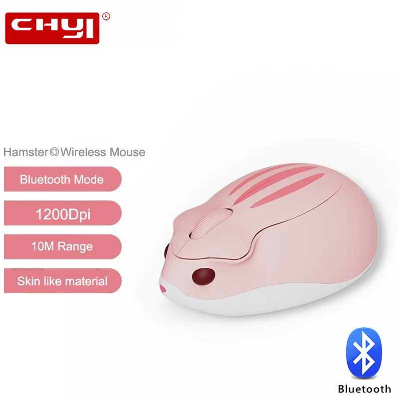 

Bluetooth Pink Wireless Mouse 1200DPI Ergonomic Optical USB Mute Mause Cute Hamster Shape Mice For Kids Laptop PC Girl Gifts