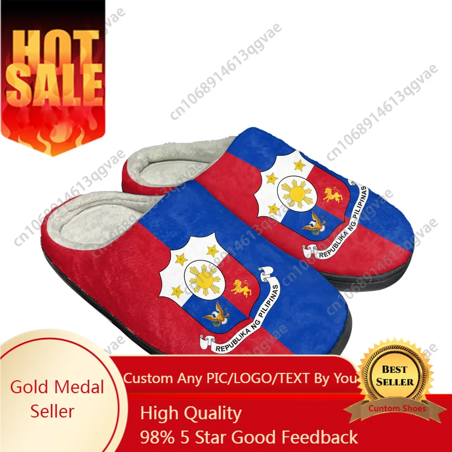 

Philippine Flag Home Cotton Custom Slippers Mens Womens Sandals Philippines Plush Bedroom Casual Keep Warm Shoes Thermal Slipper