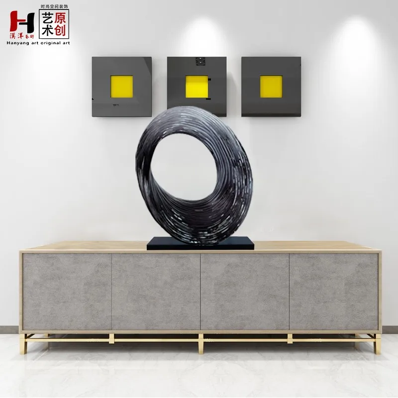 YJQ Modern Chinese Ornament Abstract Transparent Sculpture Art Creative Resin Hotel Accessories