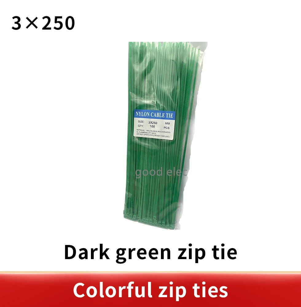 100pcs  3* 250mm Self-locking nylon cable ties color optional / plastic cable straps o