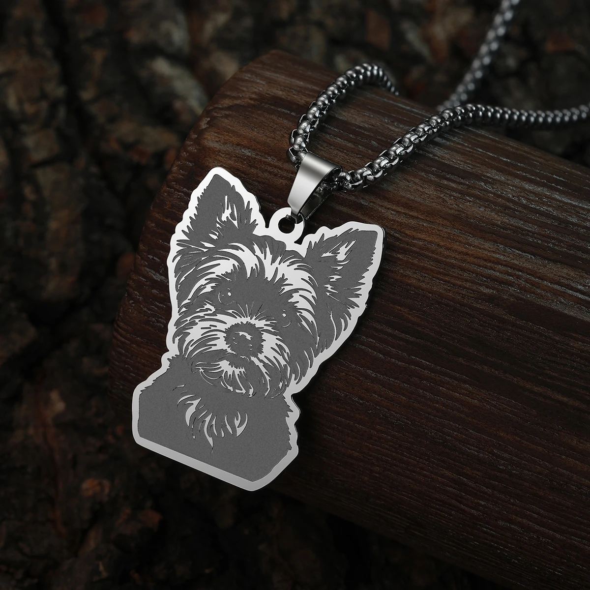 Kinitial Punk Animal Yorkshire Terrier Charm Necklace Women Men Stainless Steel Jewelry Vintage Pendant Necklace Gift