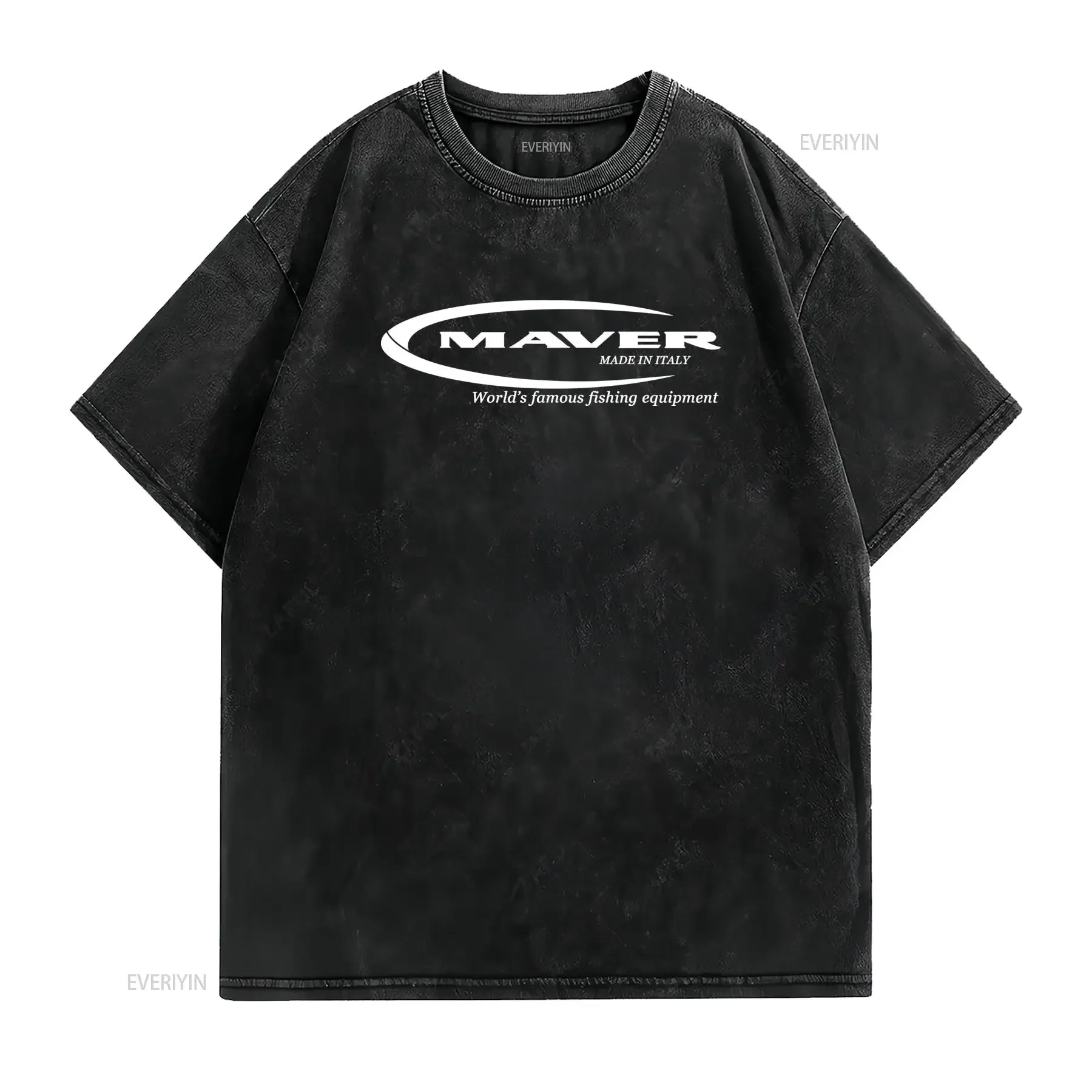 Camiseta de pesca compatible con estampado Wear with Maver Angler casual cuello redondo ropa pescador para exteriores vintage