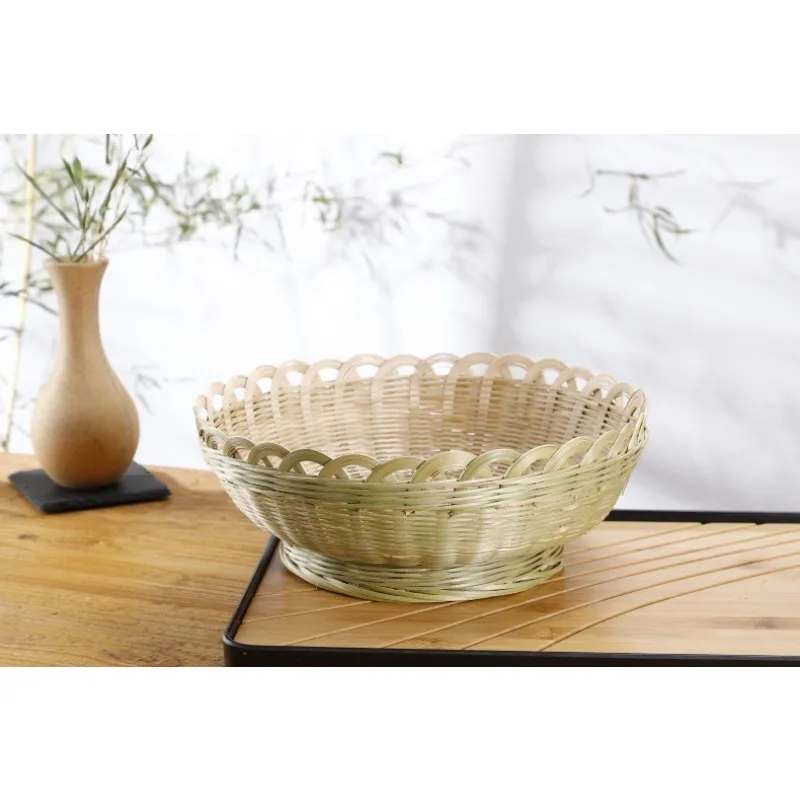 Bamboo lotus-shaped fruit and vegetable storage basket household living room dried fruit tray dustpan