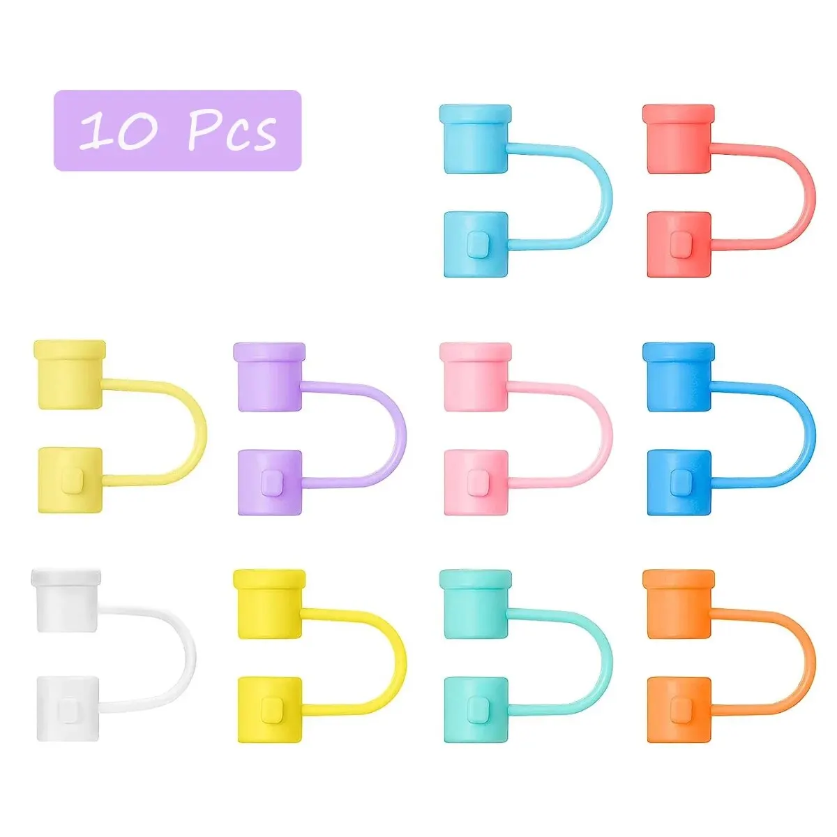 10PC 6-8mm 10 Colors Cup Straw Lid Silicone Straw Covers Dust-proof Straw Reusable Straw Covers