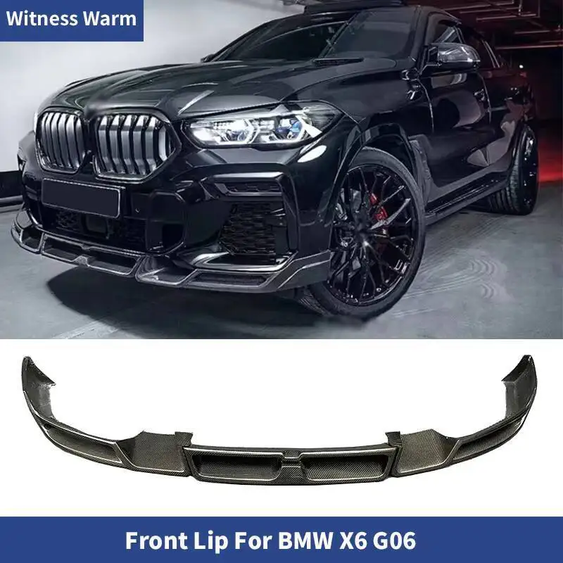 Becquet de menton de lèvre de pare-chocs avant de voiture pour BMW X6 G06 2020 2021 2022 3 pièces/ensemble tablier de menton de lèvre avant en Fiber de carbone