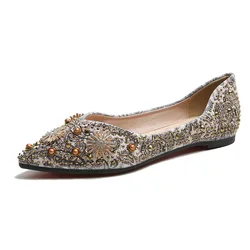 Scarpe basse da donna estive mocassini da donna con strass di lusso a punta Slip On scarpe da festa con tacco piatto per donna zapatos WSH4863