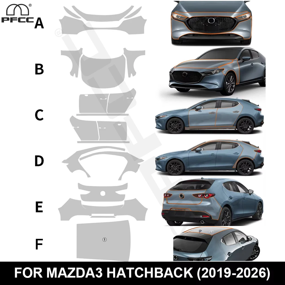 

Предварительно нарезанная защитная пленка PPF для Mazda 3 Hatchback 2019-2026, ТПУ, антицарапийная, для защиты кузова автомобиля, прозрачная, устойчивая, невидимая