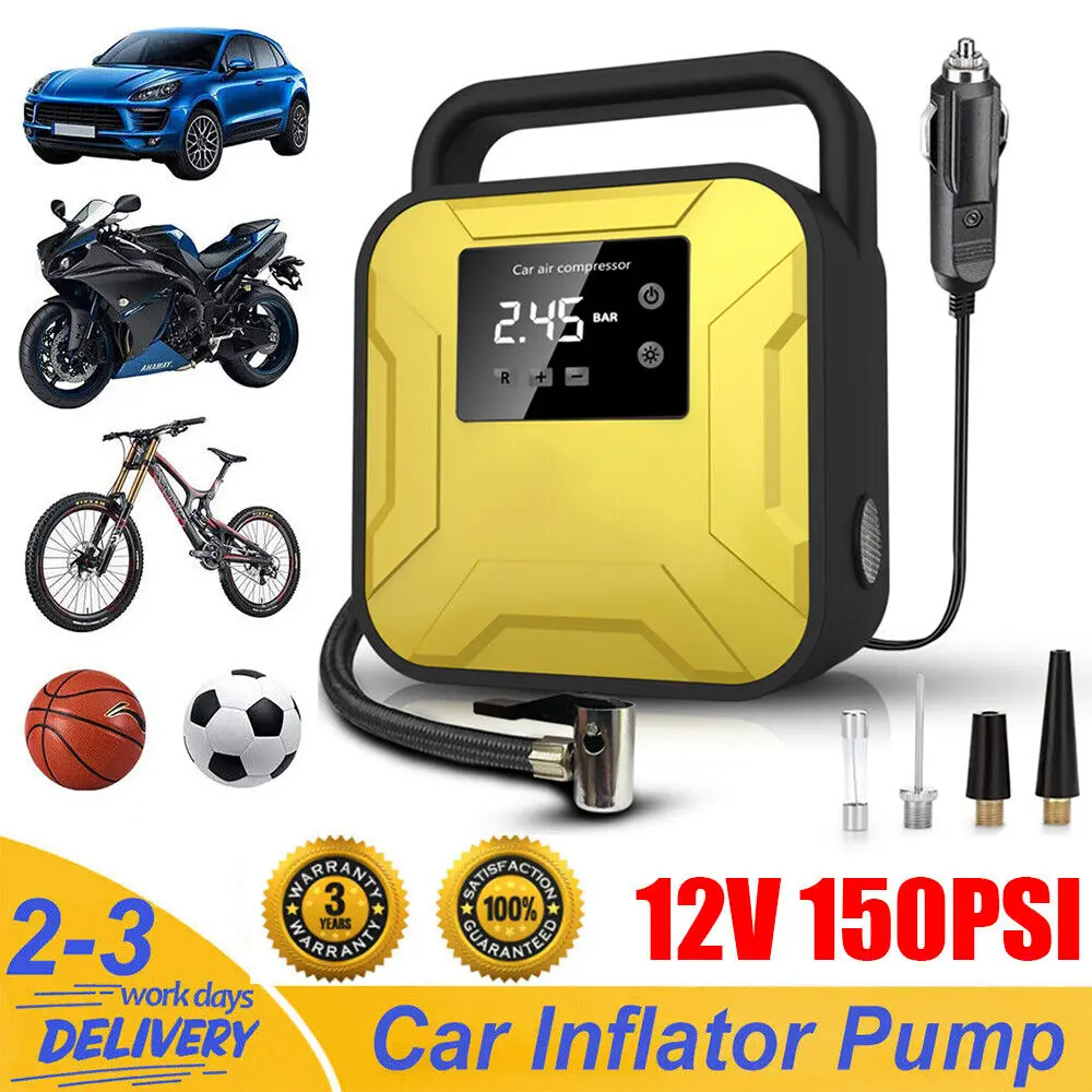 Portable Digital Display Car Tire Inflator Pump 12V Digital Air Compressor Pump With Emergency Lighting Quick Inflation Pump