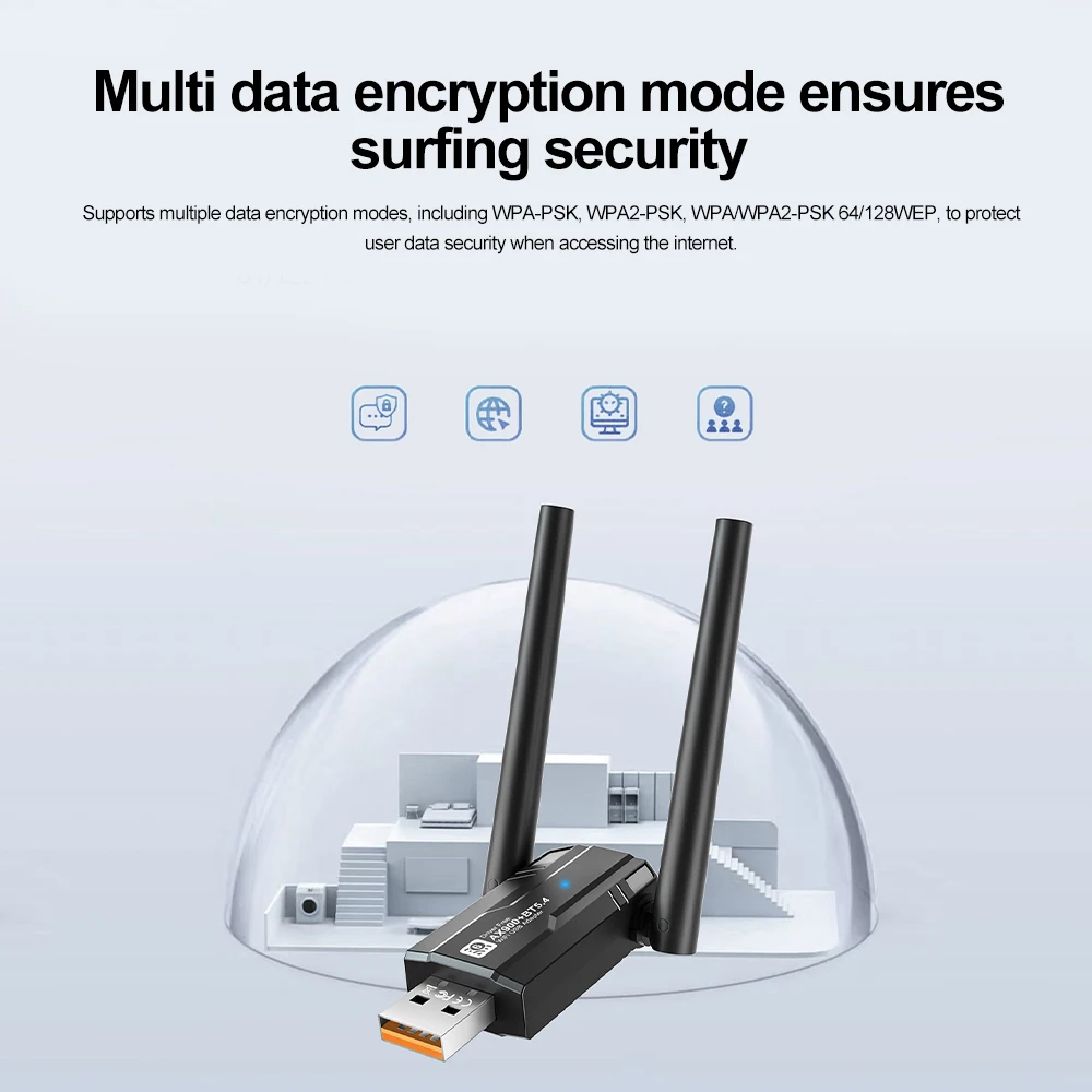 900 Мбит/с Wi-Fi 6 USB-адаптер двухдиапазонный 2,4G/5Ghz Bluetooth 5.4 беспроводной Wi-Fi-приемник USB-ключ сетевая карта для ноутбука Win 10/11
