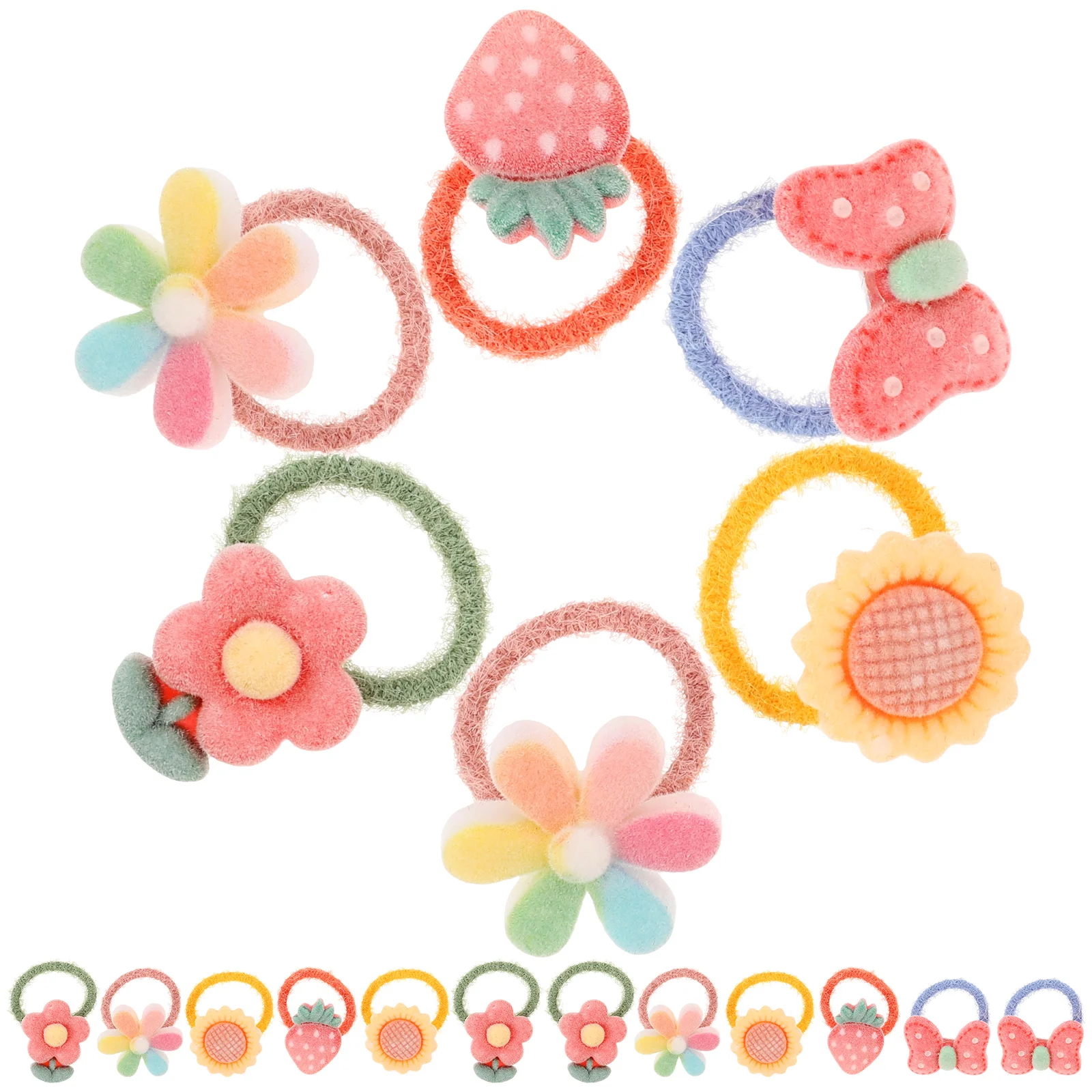

20 Pcs Kids Clips Children Accessories Cute Bowknot Flower Shape Toddler Girl Elastic Hair Ties Colors Hair