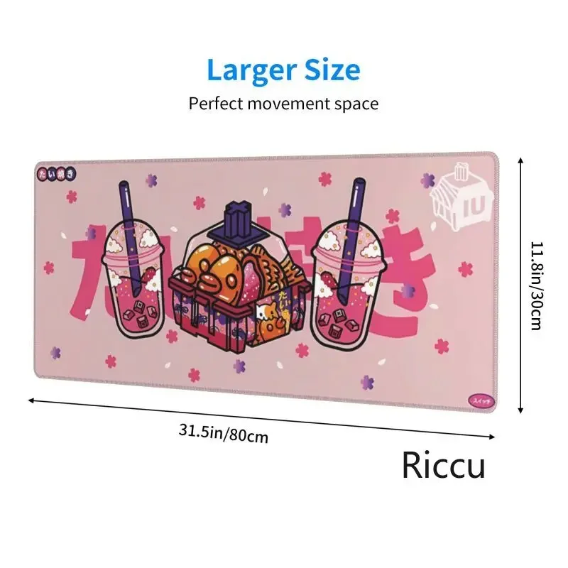 Mouse pad de borracha para computador, 900x400, japão, sushi, suitchi, interruptor, rosa, teclado gamer, mouse pad, acessórios para jogos