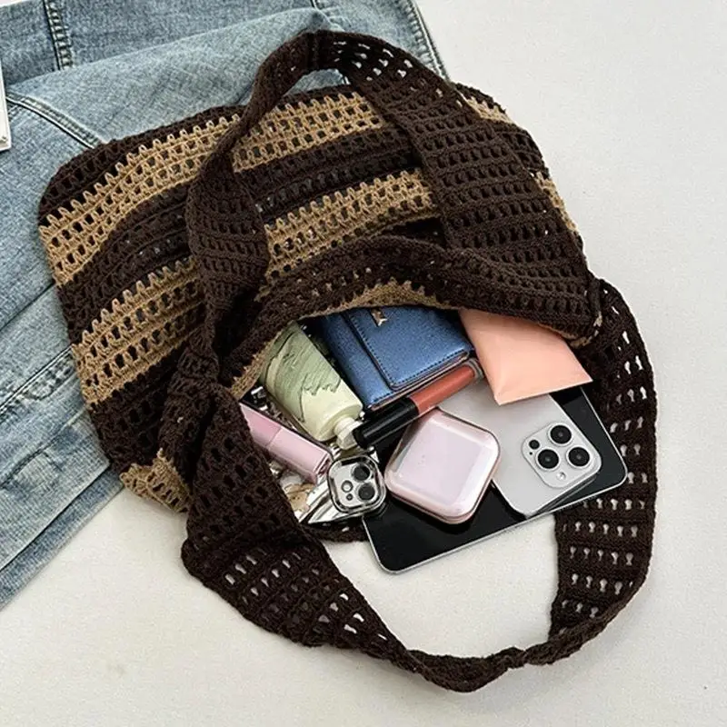 

Ручная сумка через плечо в полоску в стиле ретро, сумка для хранения покупок