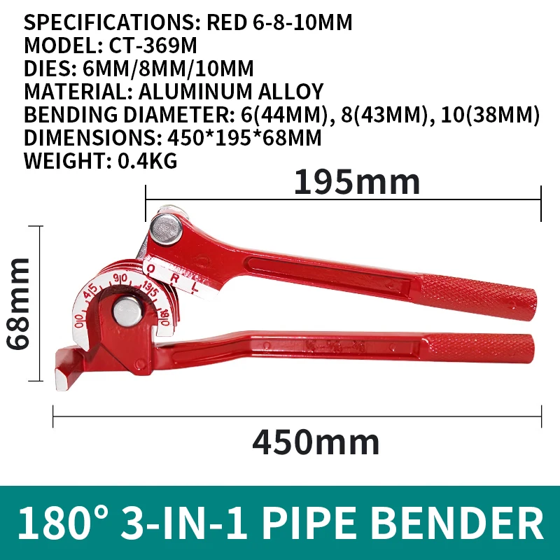 手動銅管ベンダー-エアコン銅管曲げ-ステンレス鋼管ベンダー-3in1-コンパクトチューブベンダー
