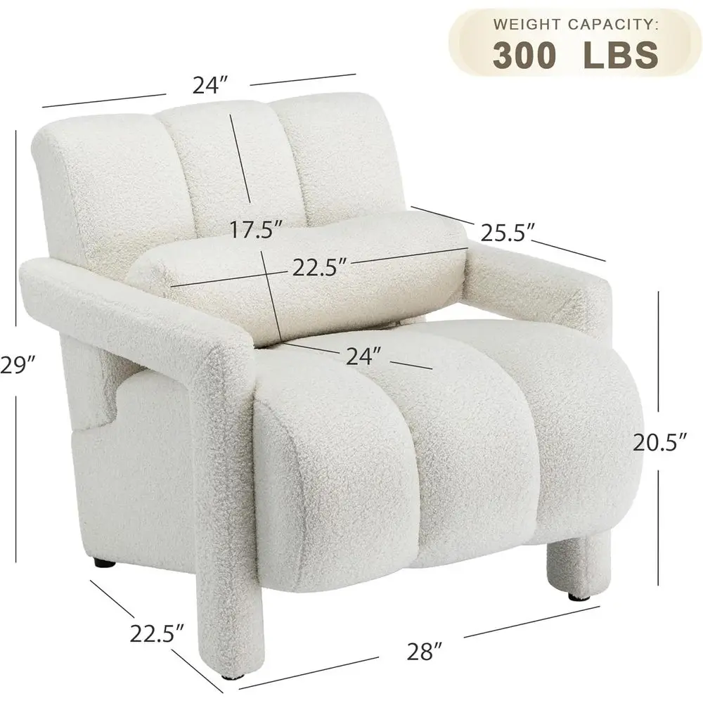 كرسي مميز، كرسي شيربا منجد حديث، كرسي مريح بذراعين فردي مع وسادة لغرفة المعيشة وغرفة النوم (بيج، B)