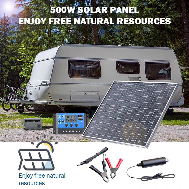500W 1000W 12V Polykristallines Solarmodul-Set Komplettes Tragbares Faltbares Aufladbares Solargenerator für Outdoor- und Heimgebrauch