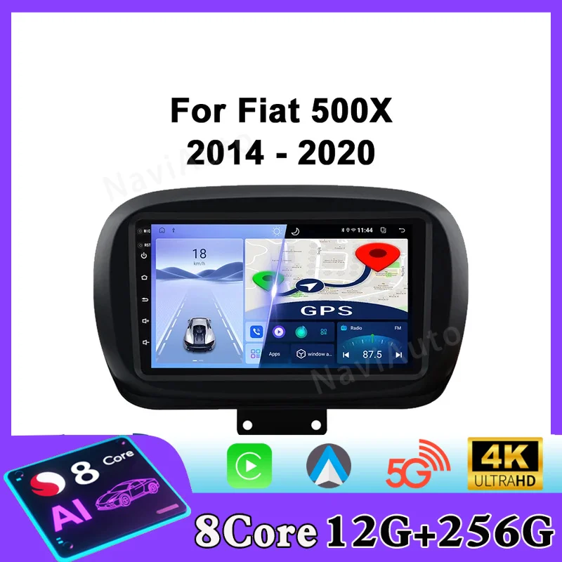 For Fiat 500X 2014 - 2020 Car Radio Android Automotive Multimedia Video Player Navigation GPS Carplay Touch Screen Auto Stereo