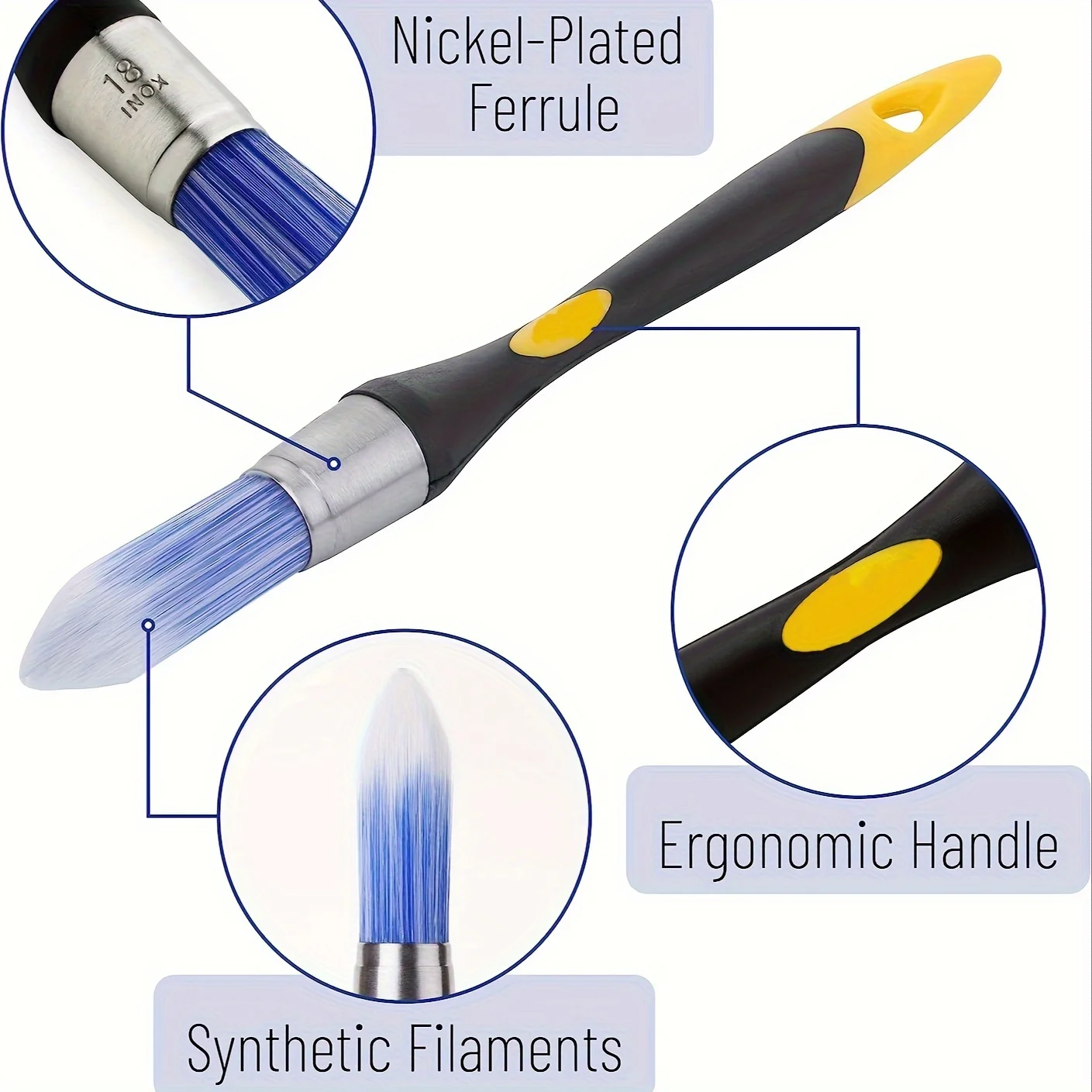 فرشاة حافة الطلاء سهلة التنظيف، ماكينة تشذيب دقيقة 0.75 بوصة، مع مقبض بلاستيكي متين وشعيرات صناعية، للتنعيم