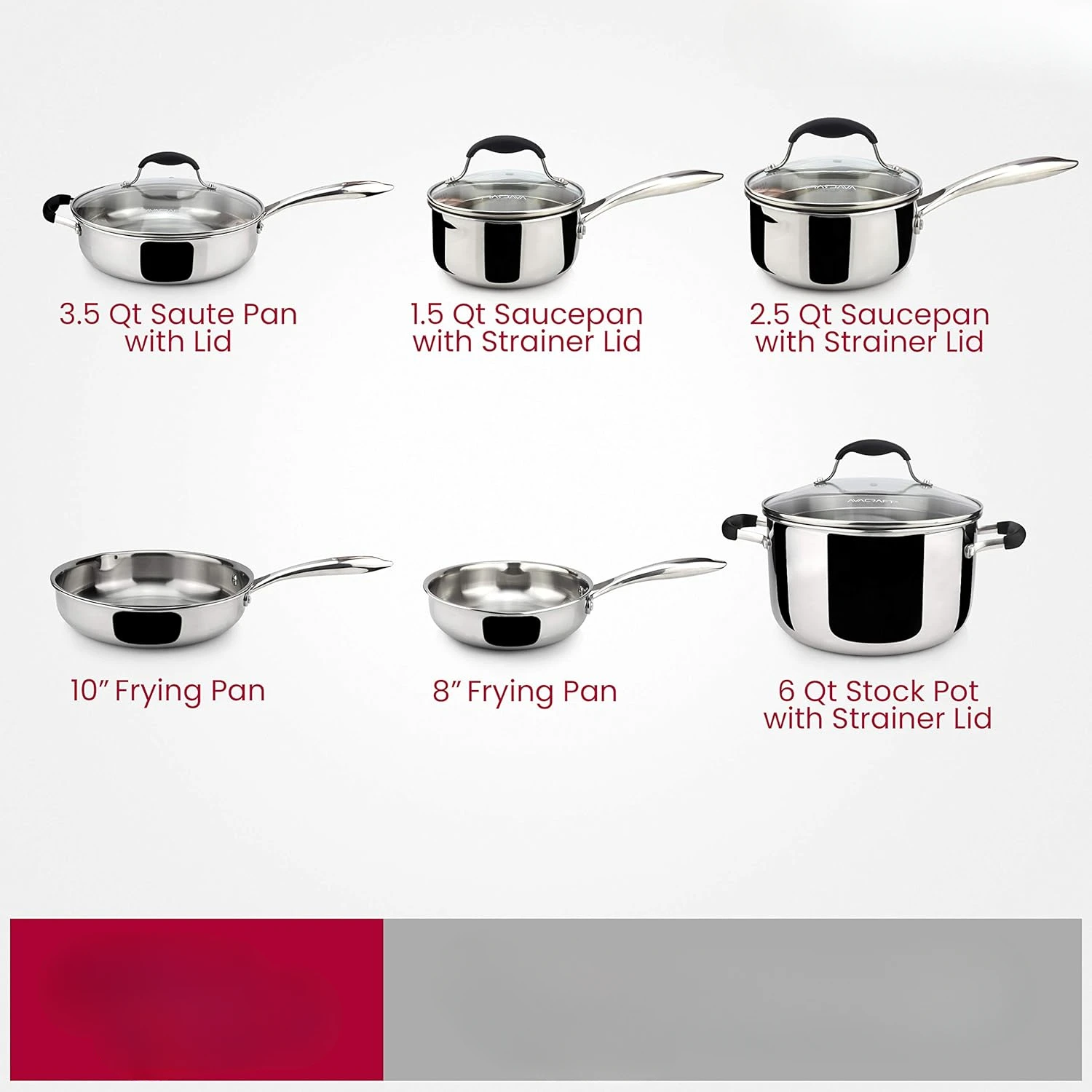 18/10 Stainless Steel Cookware Set, Premium Pots and Pans Set, Kitchen Essentials for cooking, Multi-Ply Body Stainless