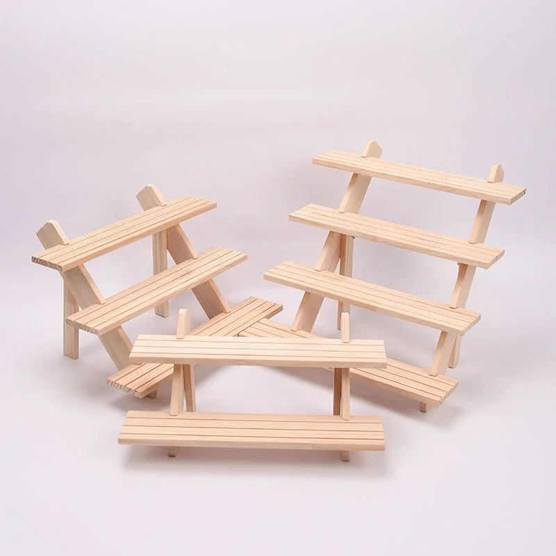 Solid Wood Earrings Cardboard Rack Stall Jewelry Rack Earrings Storage Rack Jewelry Rack 2/3/4-Tier Handmade Doll Display Stand