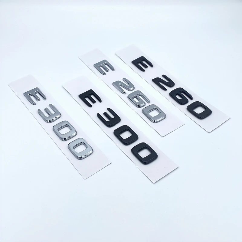 الكروم الأسود رسائل E200 E260 E300 E400 E220d E350e E300d 4Matic ABS شعار لسلسلة W213 سيارة جذع الديكور لاصق الشعار