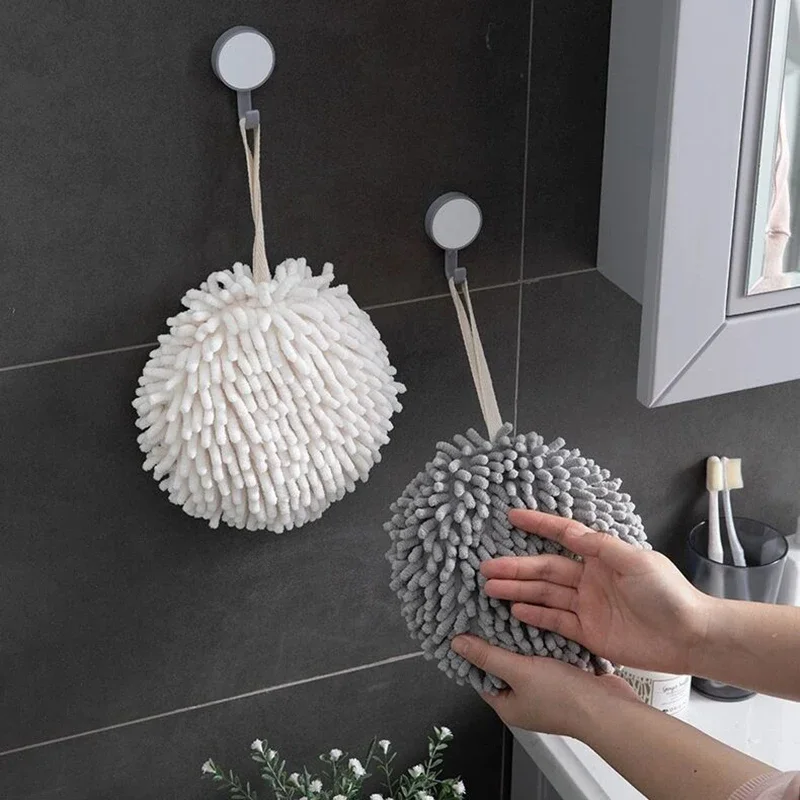 2024 Quick Dry Soft Absorbent Microfiber Towels Hand Towels Kitchen Bathroom Hand Towel Ball with Hanging Loops Cleaning Cloth