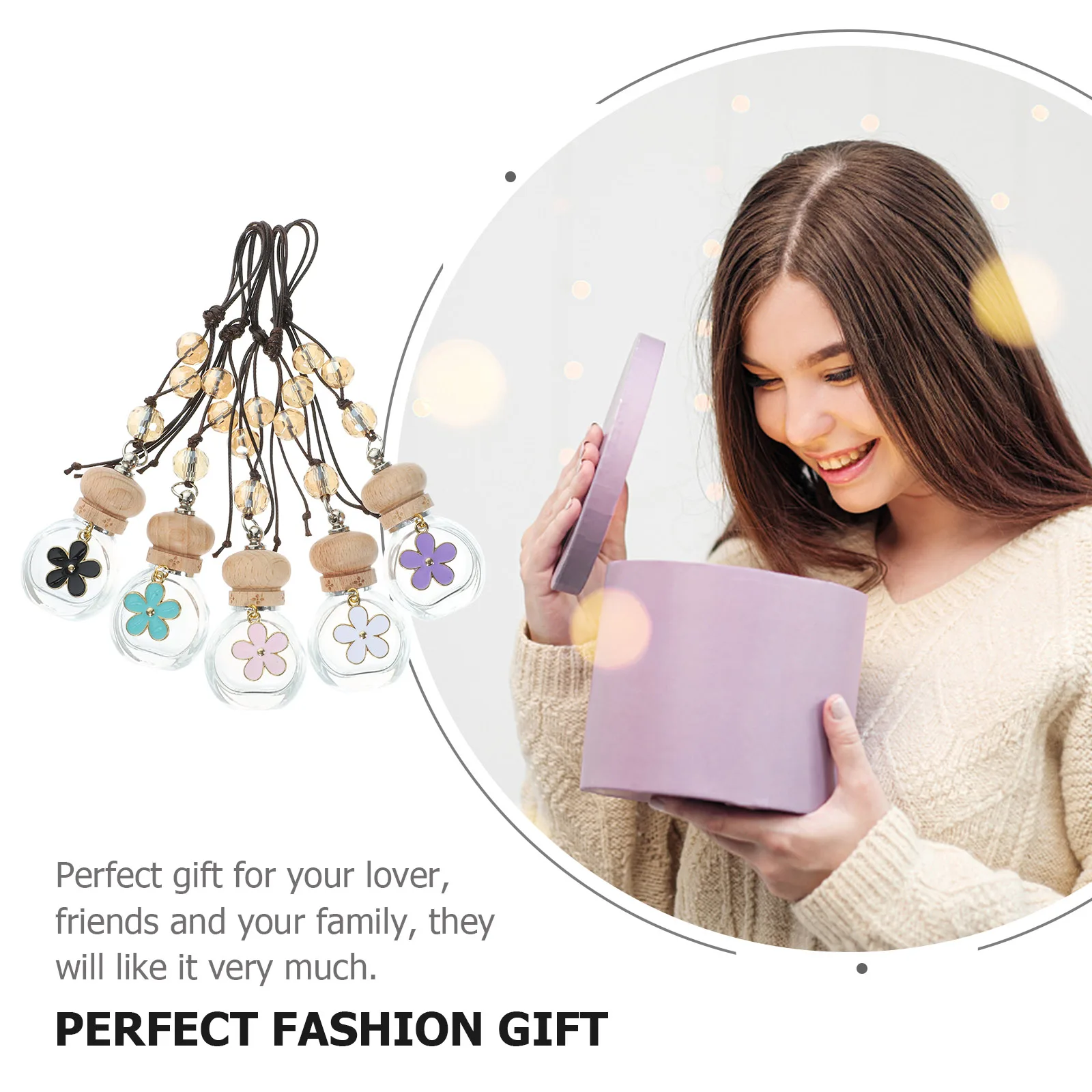 

5pcs Car Perfume Bottles Aroma Diffuser Bottle For Car Home Decoration Empty Refillable Fragrance Bottles Creative Pendants