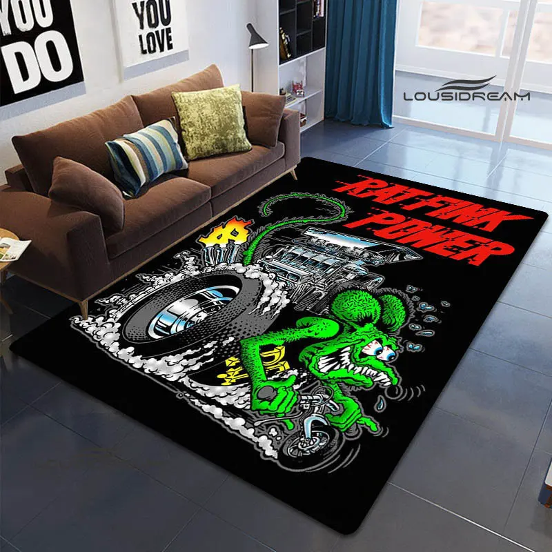 Tales of the Rat Fink cartoon carpet living room bedroom beautiful carpet non-slip doormat photography props birthday gift