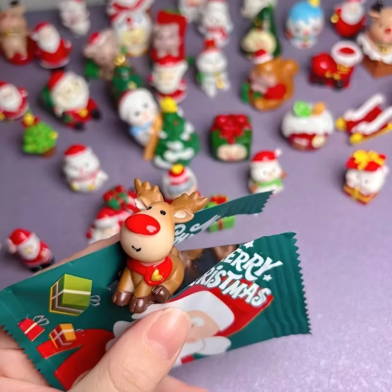 Mini Holiday Gift Collection Santa Claus Reward Prize with Snowman Figurine for Christmas Party Decor Present Set