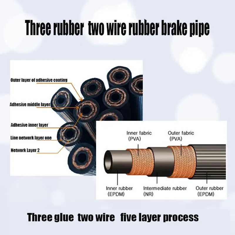 Cars High-Pressure Hydraulic Brake Hose Automotive 1/8 Rubber Disc Brake Line 20-500cm Universal Fit Brake Clutch Oil Male M10X1