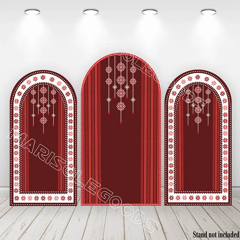 

Mehofond Custom 2-Sided Red Palestinian Embroidery Birthday Party Wedding Covers Chiara Arch Background Decor Backdrop Photo