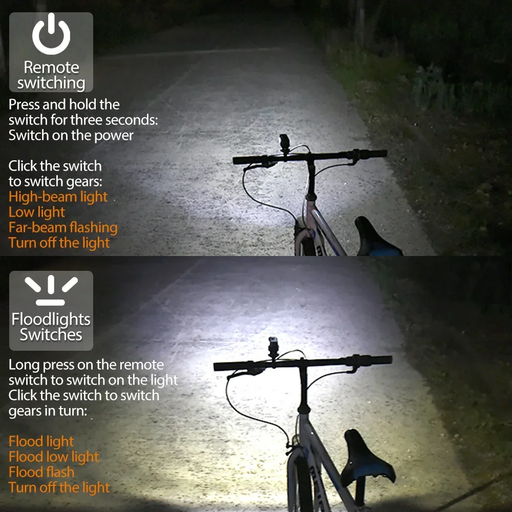 NEWBOLER Bicycle Light 5000mAh Bike Light IPX6 Flashlight Aluminum Front Lamp Type-C Charging MTB Cycling Highlight