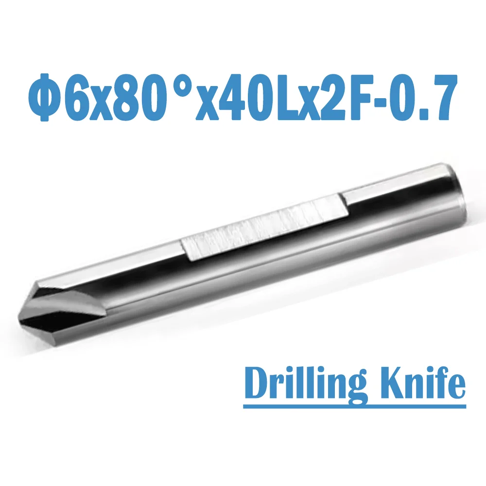 

2 Pcs/lot Φ6x80°x40Lx2F-0.7 Key Machine Cutter Professional 60 Series Carbide Flat Drilling Knife