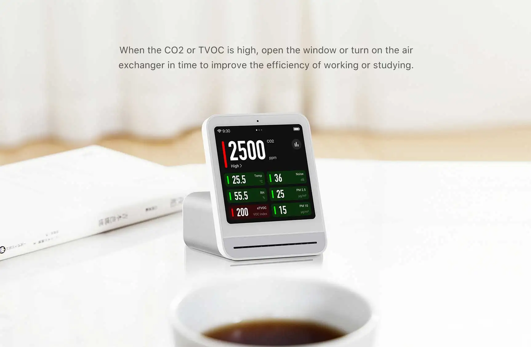 Qingping Air Monitor Gen 2, 7-in-1-Luftqualitätsmessgerät für den Innenbereich erkennt PM2,5, CO2, PM10, eTOVC, Lärm, Temperatur und Luftfeuchtigkeit, mit Alarm – Detail 4