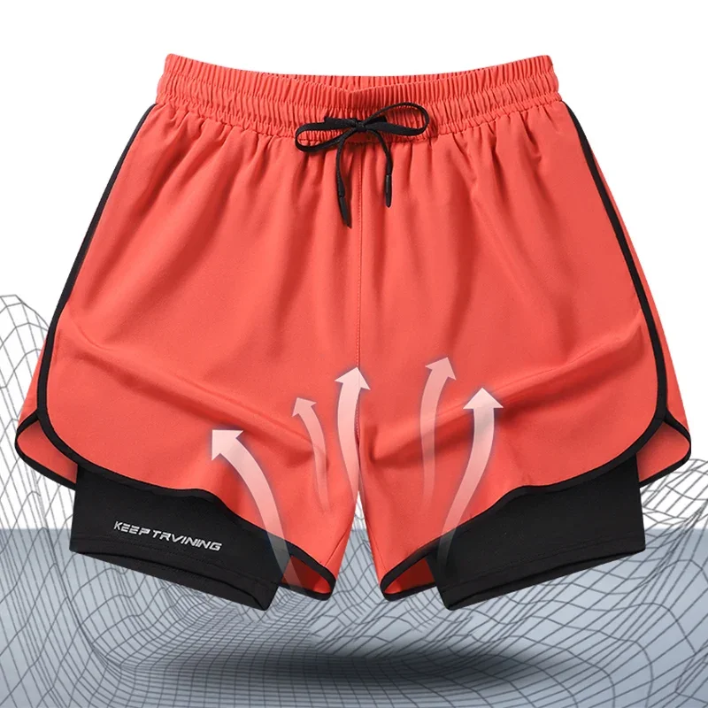 Men's Running Shorts Quick Drying Fitness Double Layer Shorts Men's Summer Sports Training Fitness Shorts