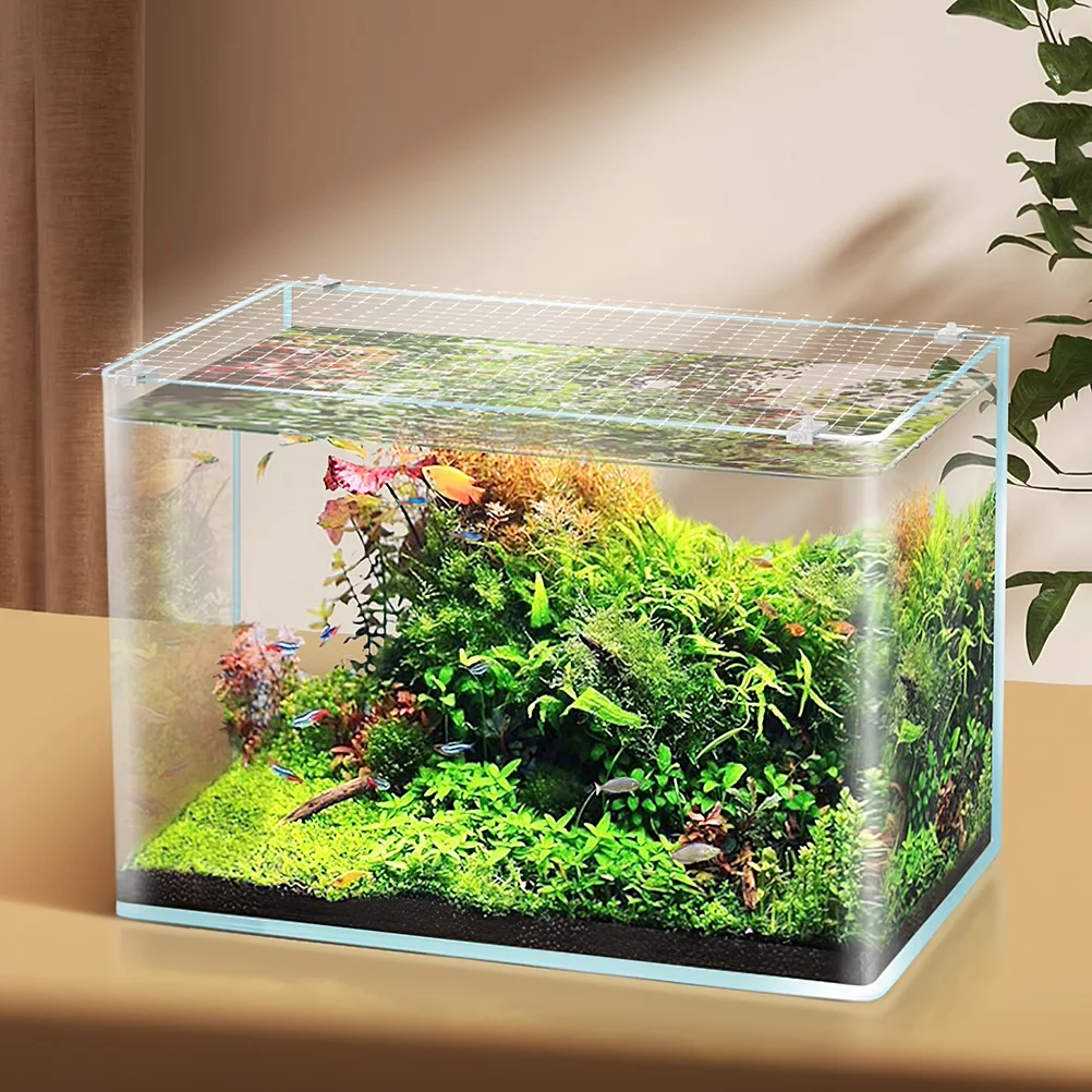 

Fish Tank Anti-Jump Mesh Cover Replacement Aquarium Screen Top Lid Secure Fit for Shrimp Turtle Tank Protection Fine Mesh Net