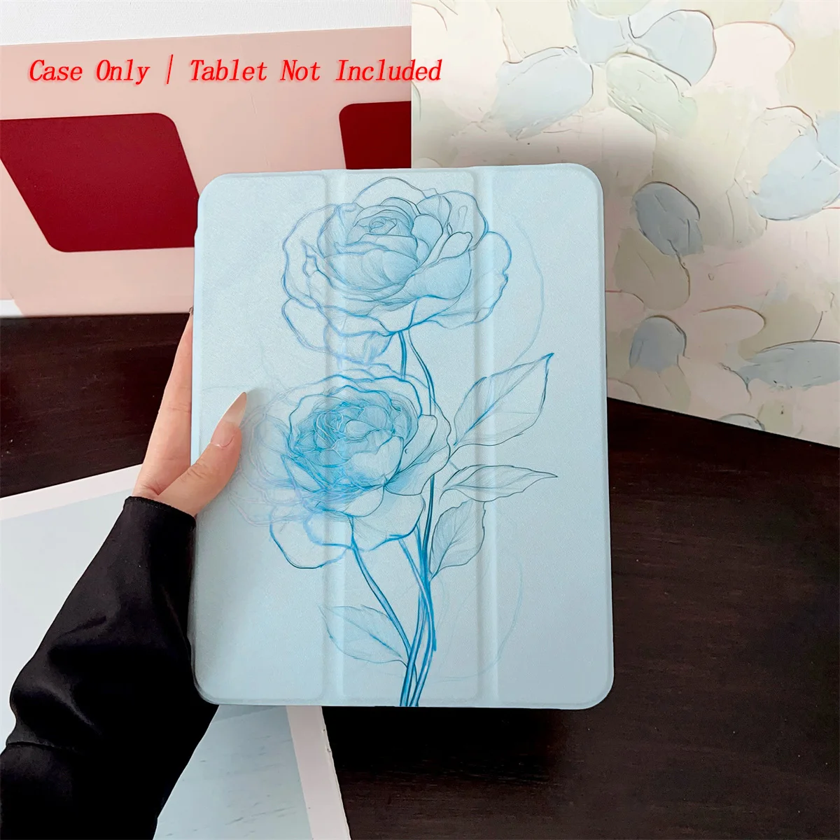 

Sweet Blue Double Flowers iPad Case For Apple iPad Pro 11/12.9 Air 3/4/5 Mini 5/6 8th/9th/10th Gen Cover