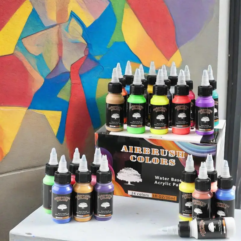 

30ml 24color Acrylic Pigment Set Quick-drying Waterproof Not Easy To Fade Spray Gun DIY Graffiti Spray Painting Wall Painting