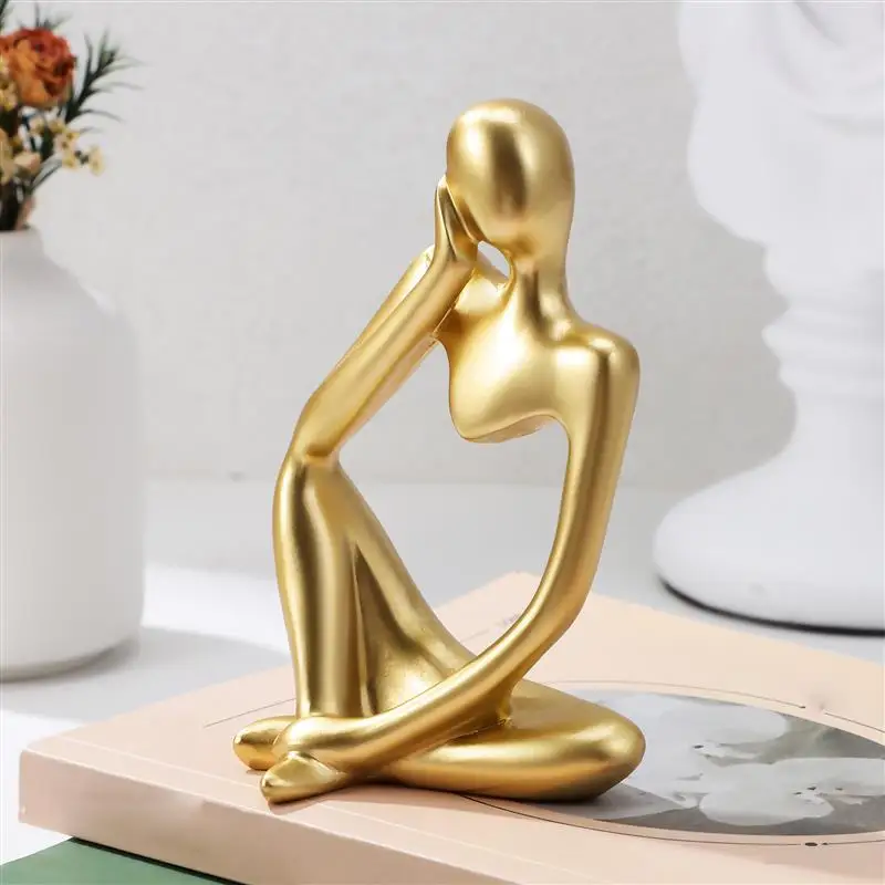 

2Pcs Modern Nordic Abstract Thinker Statue Resin Figurine Office Home Decoration Desktop Crafts Art Mini Sculpture Accessories