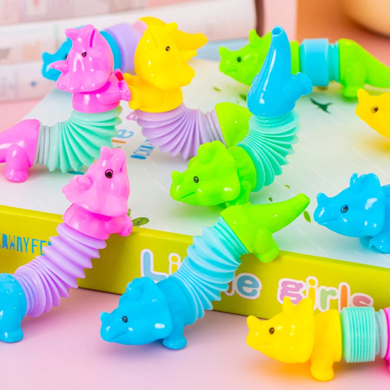 20Pc Colorful Telescopic Tube Transformation Dinosaur Stress Relief Toy for Kids Birthday Party Favors Wedding Guest Pinata Gift