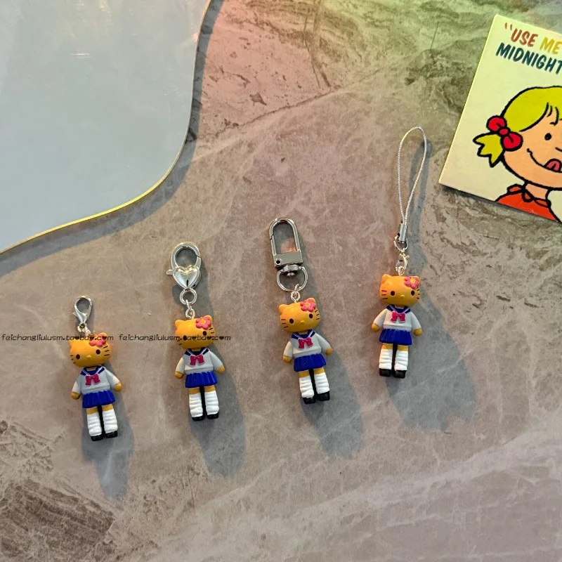 

Kawaii Hello Kitty Short Skirt College Style Keychain Creative Mini Version Bag Keyring Pendant Decoration for Women Girls Gifts