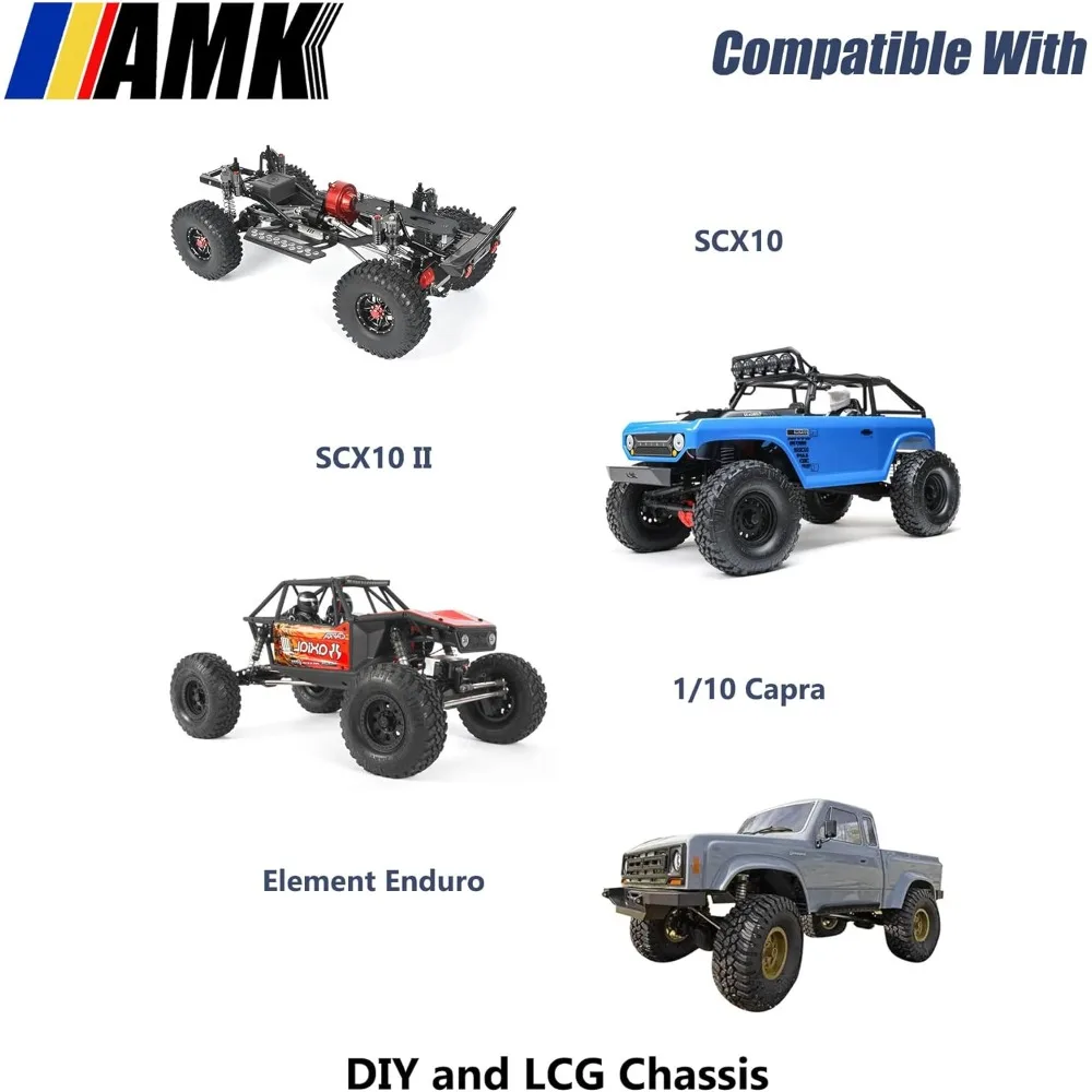 AMK 30% Overdrive Metal Differential Gearbox with POM Skid Plate for 1/10 LCG Transmission, Compatible with Axial SCX10, Capra