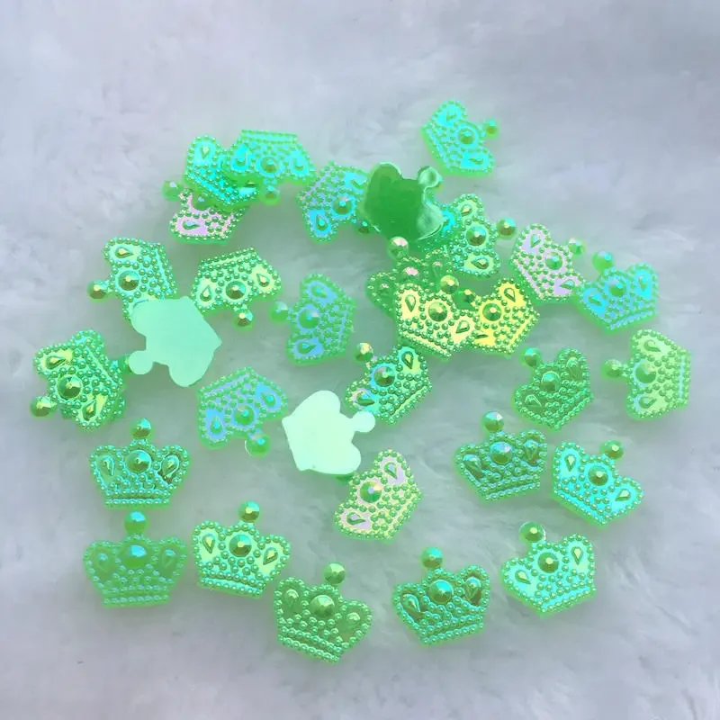 DIY Crown accessories 180pcs/lot 12mm Kawaii Acryl Crown colorful acryl rhinestone cabochons accessories -HA89